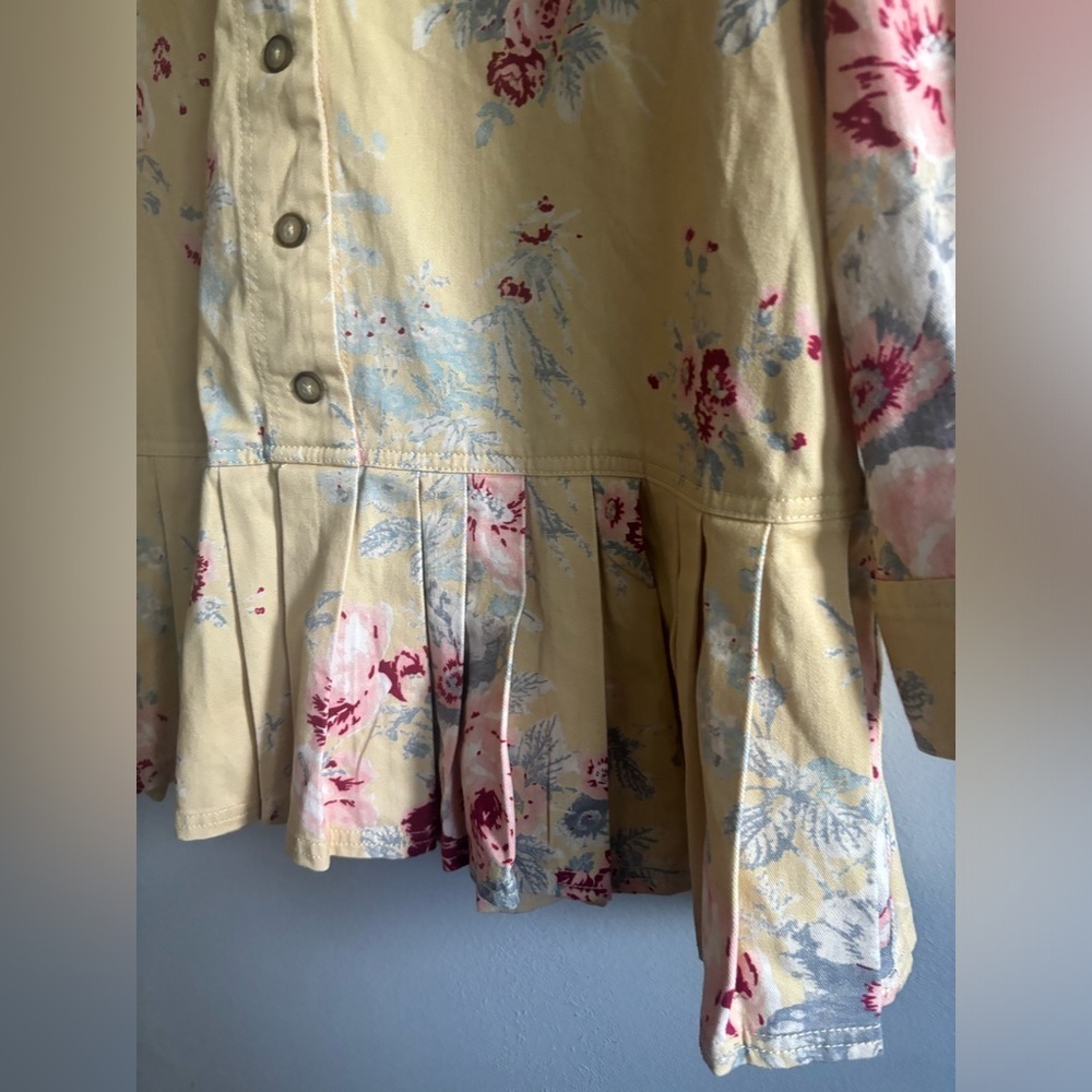 Free People Connor Printed Mini Dress Pleated Long Sleeve Cotton XS - Picture 5 of 7